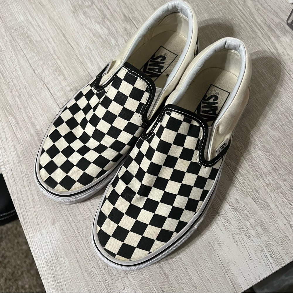 checkered slip on vans